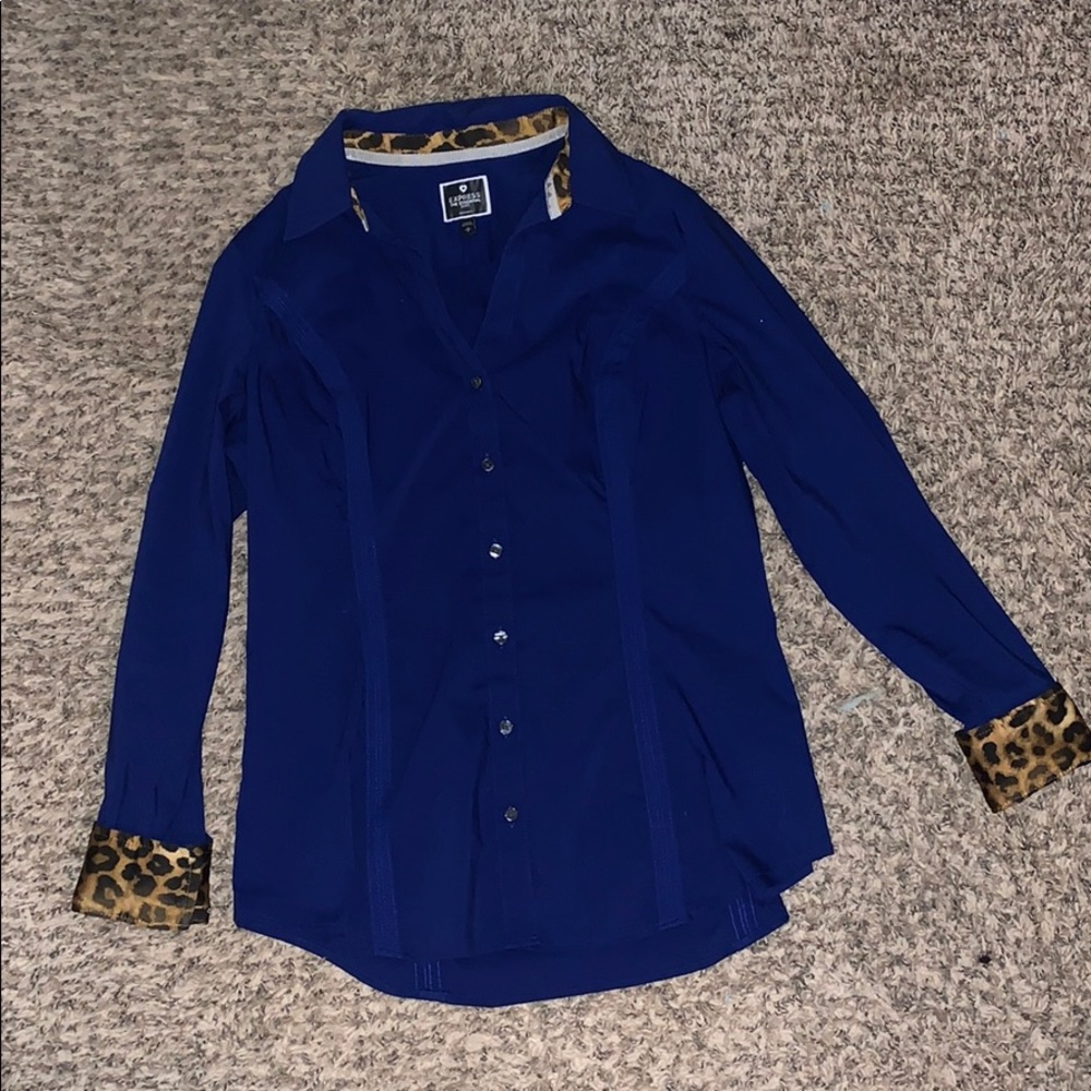 Express Dark Royal blue Fitted Blouse